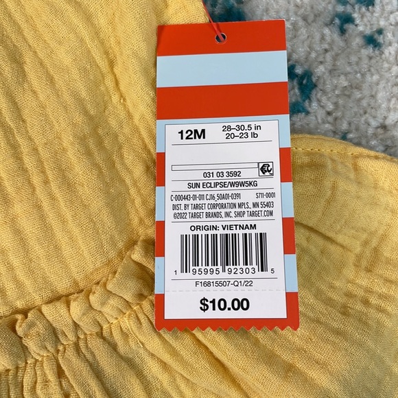 NWT cat & jack yellow button front tank long top - Picture 4 of 4